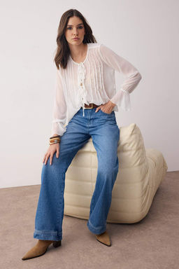 Mavi Normal Bel Paca Detayl? Wide Leg Jeans TWOAW26JE00006 - Trendyolmilla фото 2