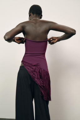 FRINGED STRETCH BANDEAU TOP - Zara фото 6
