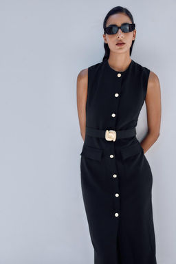 MIDI CREPE BELT DRESS - Zara фото 12