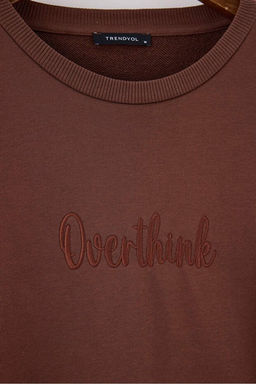 Kahverengi Unisex Oversize Slogan Nak__l_ 3 iplik _rme Sweatshirt TMNAW27SW00018 - Trendyolmilla фото 2