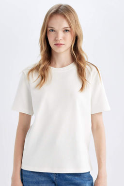 Regular Fit Bisiklet Yaka Basic Duz K?sa Kollu Tisort - Defacto фото 2