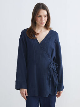 Kruvaze Yaka Dokulu Kad?n M?slin Kimono