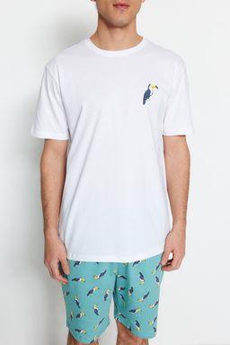 TRENDYOL MAN Yesil Regular Fit Orme Sortlu Pijama Tak?m? TMNSS23PT00033 - Trendyolmilla фото 5