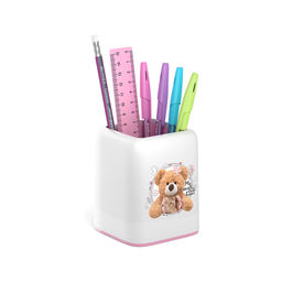 Цена за 1 шт. Набор настольный пластиковый ErichKrause® Forte, Teddy Bear, белый с розовой вставкой