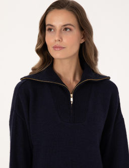 Lacivert Comfort Fit Fermuarl_ _al Yaka Kazak - Pierre cardin фото 2