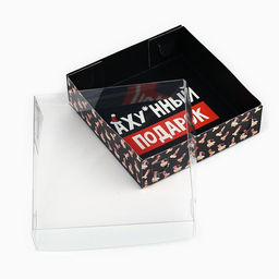 Цена за 5 шт. Коробка новогодняя для макарун «Подарок», 12×12×3.5 см