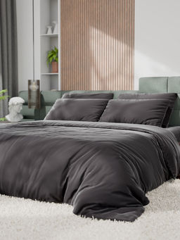 Постельное бельё 1.5-спальное «Этель», тенсель, чёрное