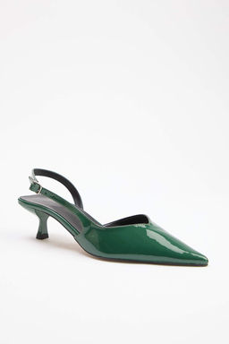 Yesil Rugan 4,5 cm Kad?n Klasik Topuklu Ayakkab? TAKSS26TO00042