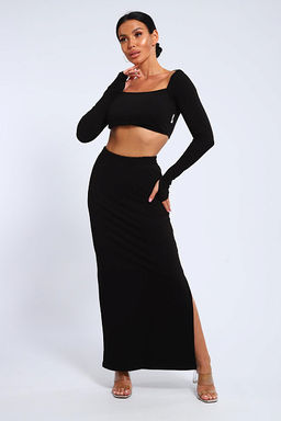 Юбка, футер (01056, черный макси) - Плиона фото 9