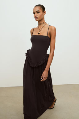 VESTIDO PEPLUM VOLUMEN / Marr?n oscuro - Zara фото 3