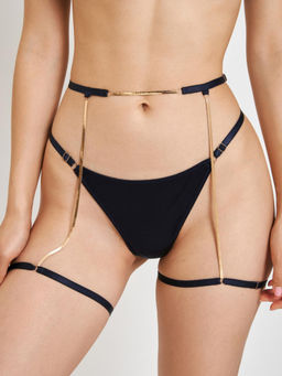 31204250129 Трусы стринг с поясом для чулок Jordana темно-синий