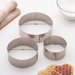 Формы для выкладки и выпечки KONFINETTA Круг, набор 3 шт., d=8 см, d=10 см, d=12 см, нержавеющая сталь, серебристый  фото 2