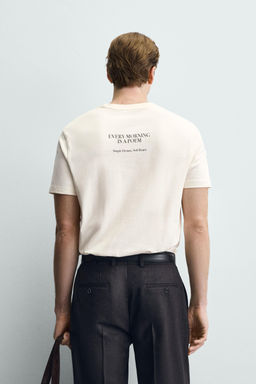 CAMISETA TEXTO ESTAMPADO / Crudo - Zara фото 3