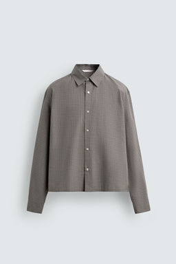 CAMISA BOXY FIT CUADROS / Marr?n / Topo - Zara фото 7