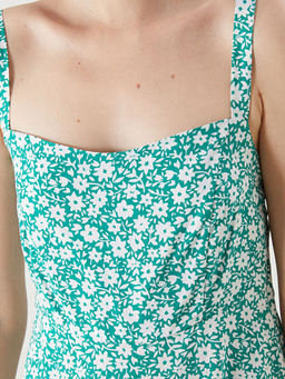 ?i?ekli Ask?l? Belden Oturtmal? Mini Elbise