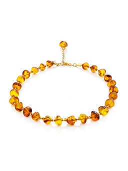 Яркий анклет из натурального янтаря коньячного цвета