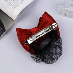 Цена за 2 шт. Заколка - автомат для волос «Бантик», с сеточкой для пучка, d=10 см, бордо