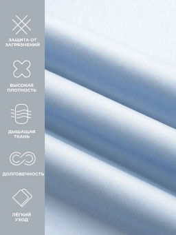 Простыня на резинке 180х200х23 Моноспейс голубой - Ecotex фото 4
