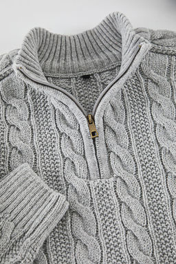 TRENDYOL MAN Bordo Unisex Regular Fit Fermuarl? Yar?m Bal?kc? Sac Orgu Triko Kazak TMNAW21KZ0737 - Trendyolmilla фото 8