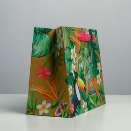 Пакет крафтовый горизонтальный Tropical gift, 23 х 18 х 10 см - Дарите счастье фото 2