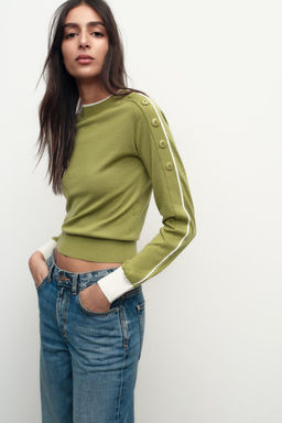 KNIT SWEATER WITH SHOULDER BUTTONS - Zara фото 2