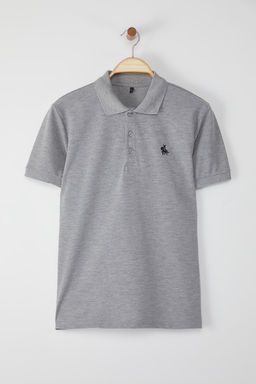 TRENDYOL MAN Gri Regular/Normal Kesim Nak?s Detayl? Polo Yaka T-shirt TMNSS25PO00017 - Trendyolmilla фото 6