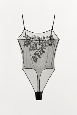 FLORAL EMBROIDERY MESH BODYSUIT - Zara фото 6