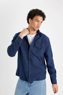 Хлопковая рубашка обычного кроя с длинными рукавами - Defacto фото 4