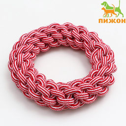 Игрушка канатная Кольцо, 250 г, до 20 см, красная/белая