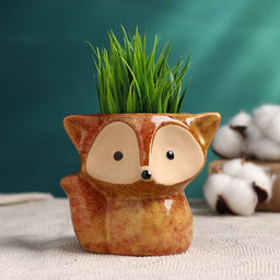 Горшок для цветов «Лисёнок Фред» керамический, 200 мл, 8×9×9 см, рыжий