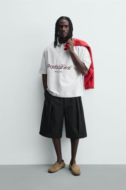 BERMUDA RELAXED FIT PLIEGUES / Negro