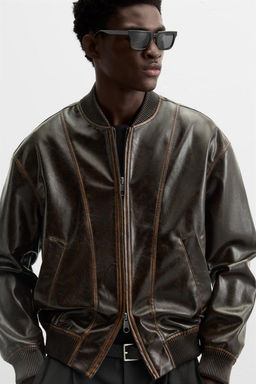 FAUX LEATHER BOMBER JACKET - Zara фото 5