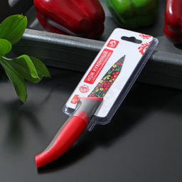 Нож кухонный с антиналипающим покрытием Доляна Русский узор, лезвие 8 см  фото 4