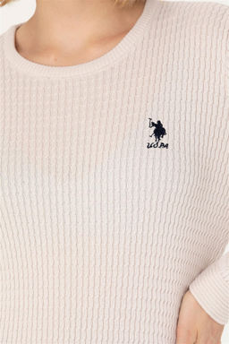 Женский базовый свитер кремового цвета с круглым вырезом - U.s. polo assn фото 7