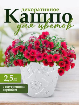 Горшок для цветов Бабочки со встав. с дренаж.отверст. для орхидей 2,5л круг.прозрач.PT101910000..