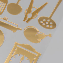 Наклейка интерьерная Кухонная утварь, пластик, золотистый, 70?30 см
