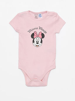 Bisiklet Yaka K?sa Kollu Minnie Mouse Bask?l? K?z Bebek ??t??tl? Body 2li - Waikiki фото 3