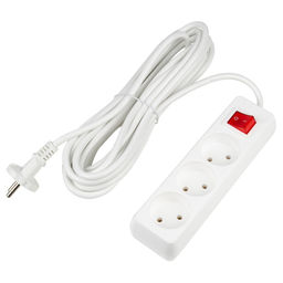S-CU3-7B WHITE Удлинитель серии Ultra, шнур 7м., 3 гнезда, 10A, б/з. Белый. TM Uniel