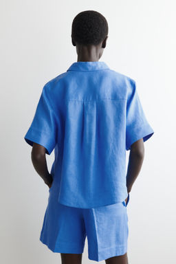 CAMISA DE LINO OVERSIZE DE MANGA CORTA - H&m фото 6
