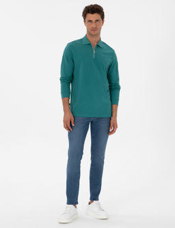 Z_mr_t Slim Fit K_vr_lmaz Fermuarl_ Polo Yaka Basic Pike Sweatshirt