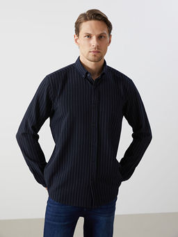 Slim Fit Uzun Kollu ?izgili Arm?rl? Erkek G?mlek