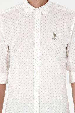 Мужская рубашка светло-хаки с длинным рукавом - U.s. polo assn фото 6