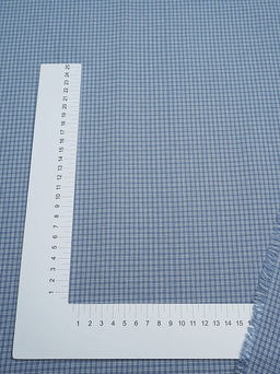 Вареный (стираный) хлопок Мелкая двойная клетка цв.винтажно-голубой, ш.2.5м, хл-100%, 115гр/м.кв - Купава фото 2