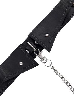 Ошейник-воротник Pecado BDSM,с поводком, натуральная кожа, черный