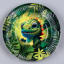 Цена за 10 шт. Тарелка одноразовая бумажная «Динозавр», 18 см