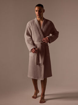 Халат вафельный мужской SL HOME: Boho «Саббиа», размер M, хлопок 100%, коричневый