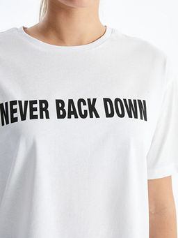 Bisiklet Yaka Bask?l? Kad?n Spor Ti??rt