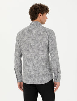 Рубашка Pierre Cardin Slim Fit серая с длинным рукавом