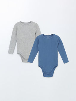 Bisiklet Yaka Bask?l? Erkek Bebek ??t??tl? Bodysuit 2li