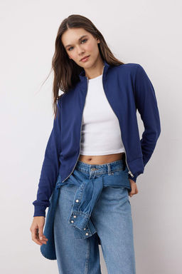 Lacivert Fermuarl? Slim/Vucuda Oturan Orme Sweatshirt TWOSS25SW00006 - Trendyolmilla фото 9